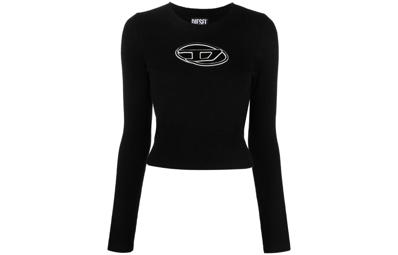 (Women) DIESEL FW22 OVAL D Cutout Detail Crewneck Cashmere Sweater Women Black. A067120KCAE9XX