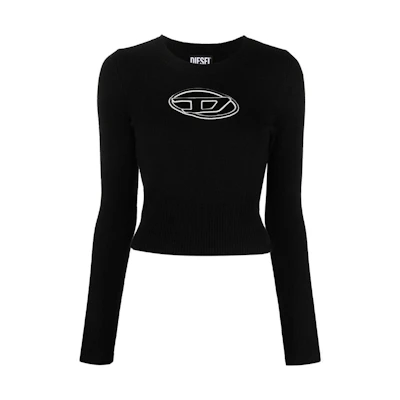 (Women) DIESEL FW22 OVAL D Cutout Detail Crewneck Cashmere Sweater Women Black. A067120KCAE9XX