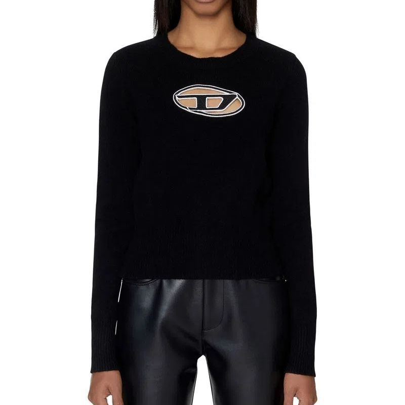 Sizing (W) DIESEL FW22 女士椭圆D镂空细节羊绒毛衣 黑色。 A067120KCAE9XX