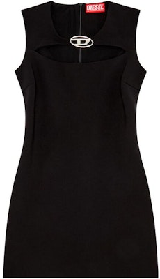 (W) ディーゼル FW23 ブラックノースリーブドレス メタルロゴオーバルデザイン付き A120650JASB-9XX Buy (W) ディーゼル FW23 ブラックノースリーブドレス メタルロゴオーバルデザイン付き A120650JASB-9XX