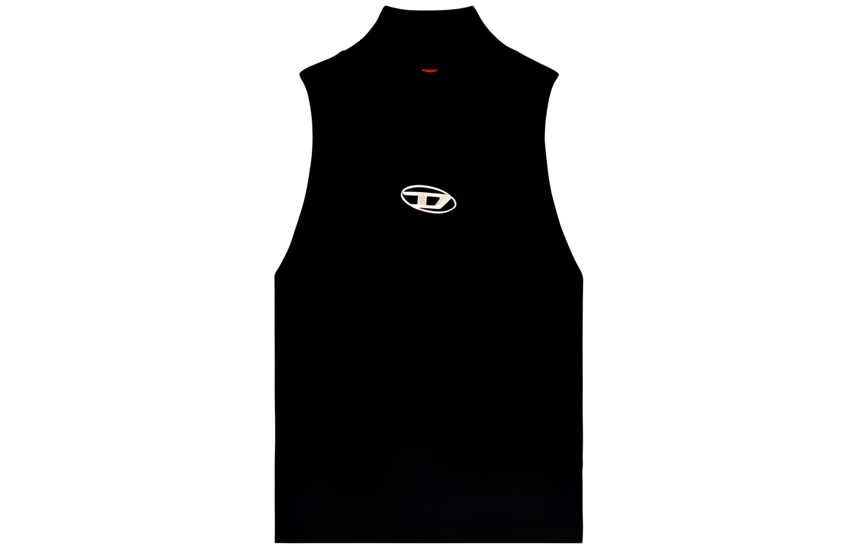 (Women) DIESEL FW23  Black Sleeveless High-Neck Top with Metal Logo. A130200DLAX-9XX