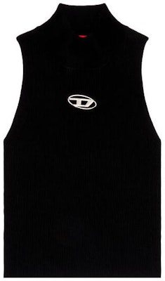 (W) 디젤 FW23 블랙 민소매 하이넥 탑 메탈 로고. A130200DLAX-9XX Order (W) 디젤 FW23 블랙 민소매 하이넥 탑 메탈 로고. A130200DLAX-9XX