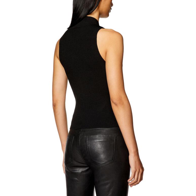 Shop (W) 디젤 FW23 블랙 민소매 하이넥 탑 메탈 로고. A130200DLAX-9XX