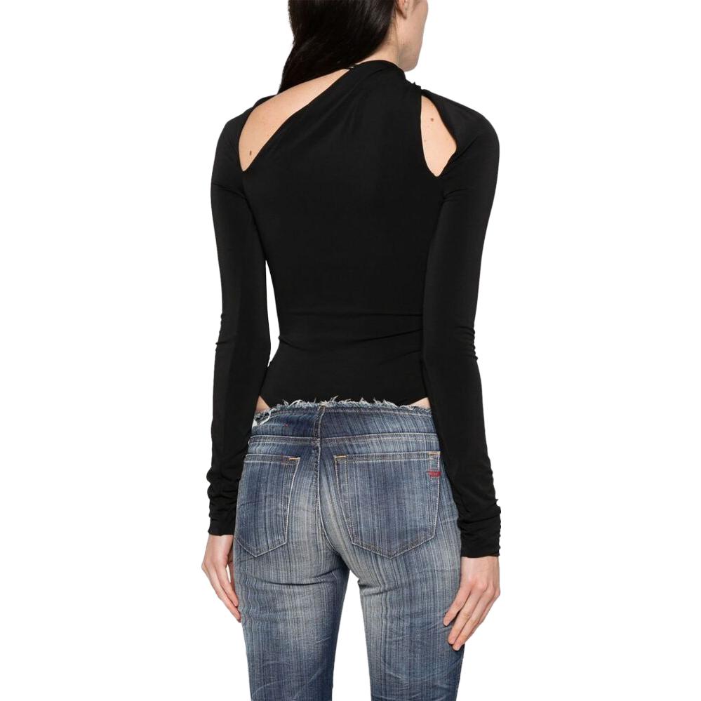 Shop (W) 디젤 FW23 블랙 스트레치 컷아웃 롱슬리브 점프수트. A117090ALAD-9XX