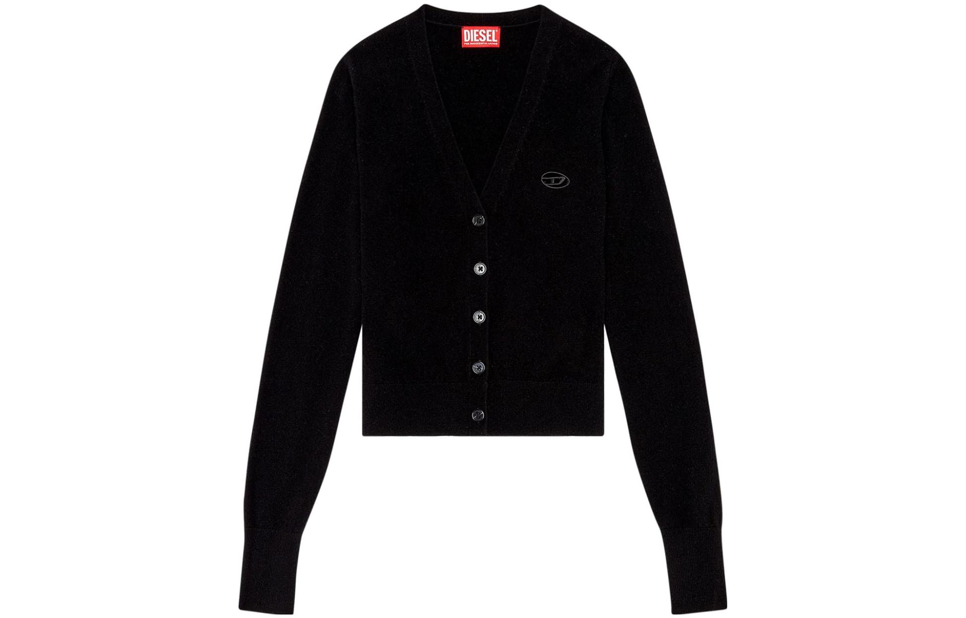 (Women) DIESEL FW23  Black V-Neck Button-Up Cardigan Sweater A130150GEAY-BLACK