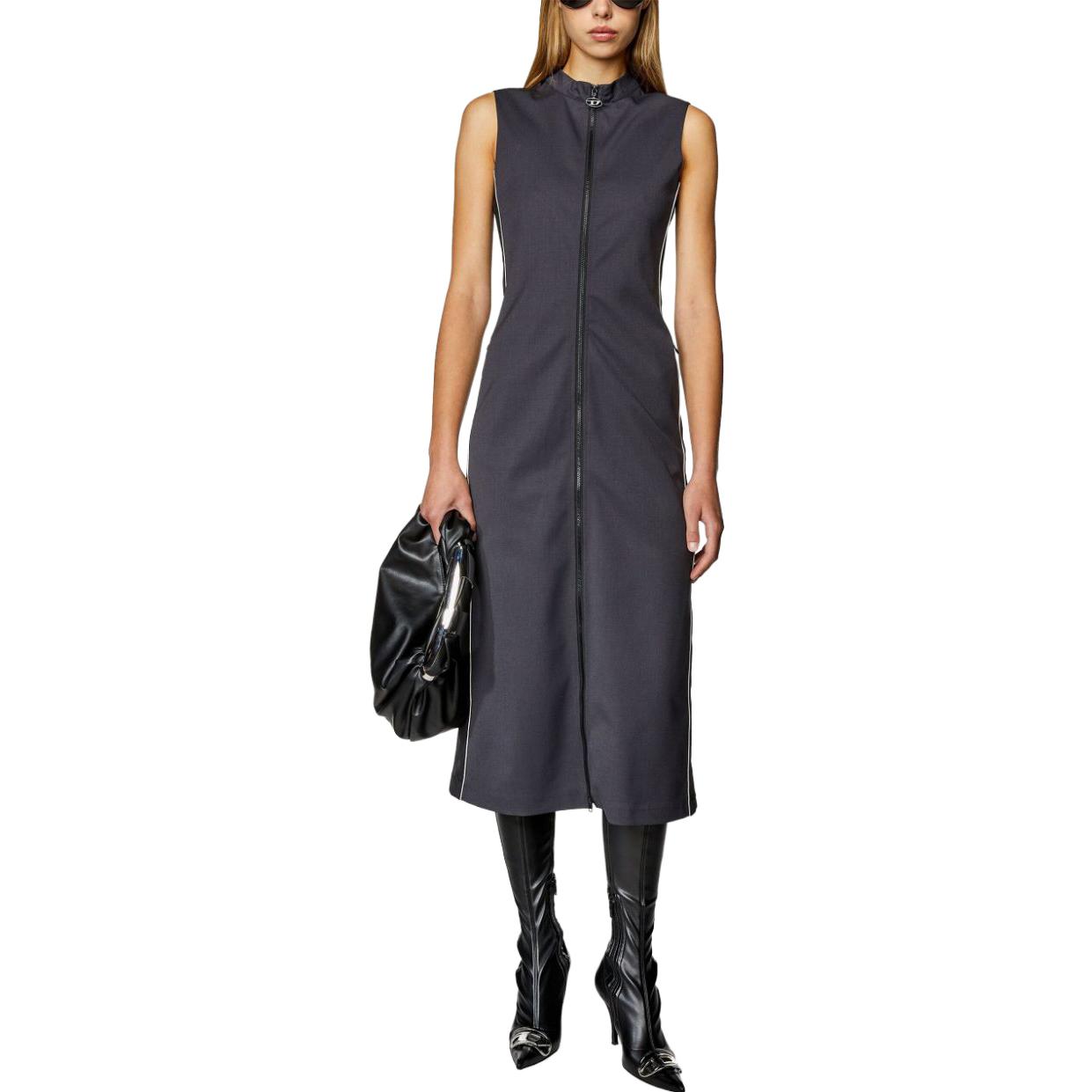 Lookbook (W) DIESEL FW23 黑色 Y2K 羊毛无袖中长连衣裙 舒适宽松版型 A128500CLAI-BLACK