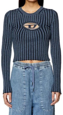 (W) DIESEL FW23 Biru Baju Cotton Knit dengan Logo Besi. A057680GFAB-81E Lookbook (W) DIESEL FW23 Biru Baju Cotton Knit dengan Logo Besi. A057680GFAB-81E