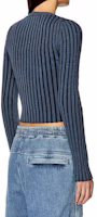 Shop (Women) DIESEL FW23 Blue Cotton Knit Sweater with Metal Logo. A057680GFAB-81E