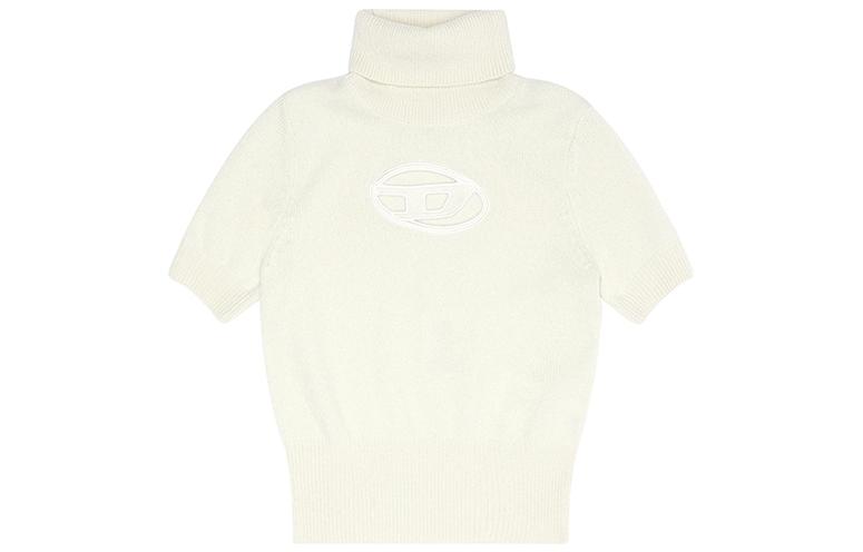 Order (W) DIESEL FW23 椭圆D标志奶油色高领针织短袖上衣. A067130KCAE-5KM