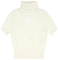 Order (Women) DIESEL FW23 Oval D Logo Cream High Neck Knit Sweater Short Sleeve Top. A067130KCAE-5KM
