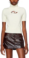 Shop (Women) DIESEL FW23 Oval D Logo Cream High Neck Knit Sweater Short Sleeve Top. A067130KCAE-5KM
