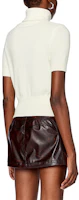 Purchase (Women) DIESEL FW23 Oval D Logo Cream High Neck Knit Sweater Short Sleeve Top. A067130KCAE-5KM