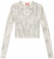 Order (W) DIESEL FW23 Oval D Logo Cutout Lengan Panjang T-Shirt Abu-Abu Muda. A126080LIAK-9CY