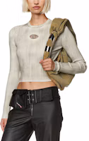 Lookbook (W) DIESEL FW23 Oval D Logo Cutout Lengan Panjang T-Shirt Abu-Abu Muda. A126080LIAK-9CY