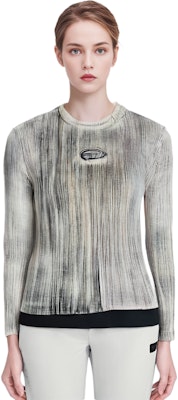 (Women) DIESEL FW23 Oval D Logo Cutout Long Sleeve T-Shirt Light Gray. A126080LIAK-9CY Details for (Women) DIESEL FW23 Oval D Logo Cutout Long Sleeve T-Shirt Light Gray. A126080LIAK-9CY