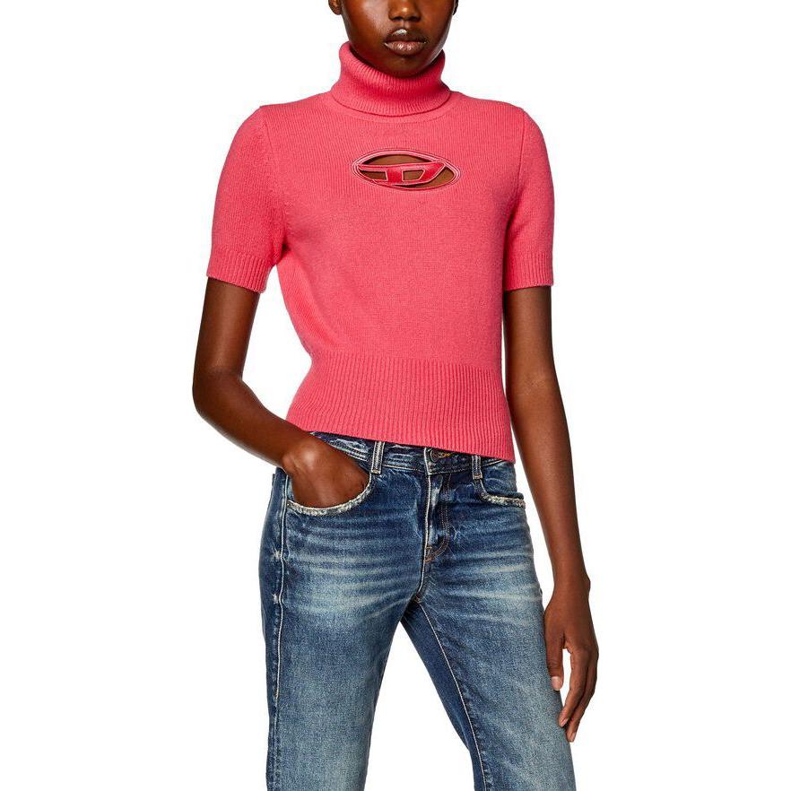 Lookbook (W) DIESEL FW23 ピンク オーバルDロゴ ニット 半袖 タートルネック セーター A067130KCAE-3CX