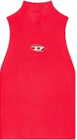 (Women) DIESEL FW23 Ribbed Metal Logo Cutout Turtleneck Tank Top - Deep Pink. A130200DLAX-RED (Women) DIESEL FW23 Ribbed Metal Logo Cutout Turtleneck Tank Top - Deep Pink. A130200DLAX-RED