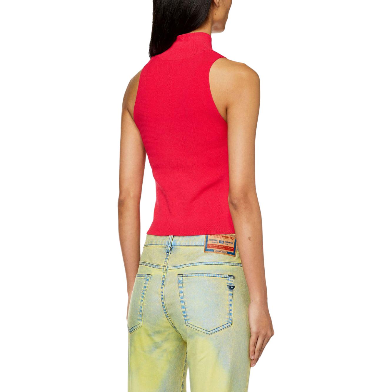 Purchase (W) 디젤 FW23 메탈 로고 컷아웃 리브드 터틀넥 탱크탑 - 딥핑크. A130200DLAX-RED