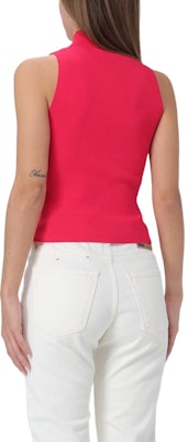 (W) 디젤 FW23 메탈 로고 컷아웃 리브드 터틀넥 탱크탑 - 딥핑크. A130200DLAX-RED Sizing (W) 디젤 FW23 메탈 로고 컷아웃 리브드 터틀넥 탱크탑 - 딥핑크. A130200DLAX-RED