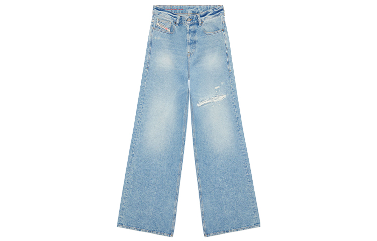 (Women) DIESEL FW23  Washed Low-Rise Loose Straight Jeans Light Blue. A0692509E25-01