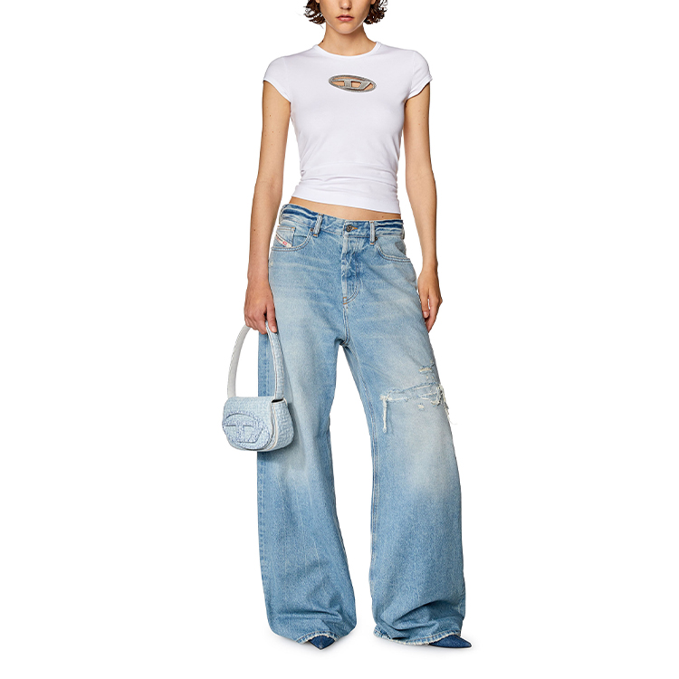 (Women) DIESEL FW23  Washed Low-Rise Loose Straight Jeans Light Blue. A0692509E25-01 圖 4