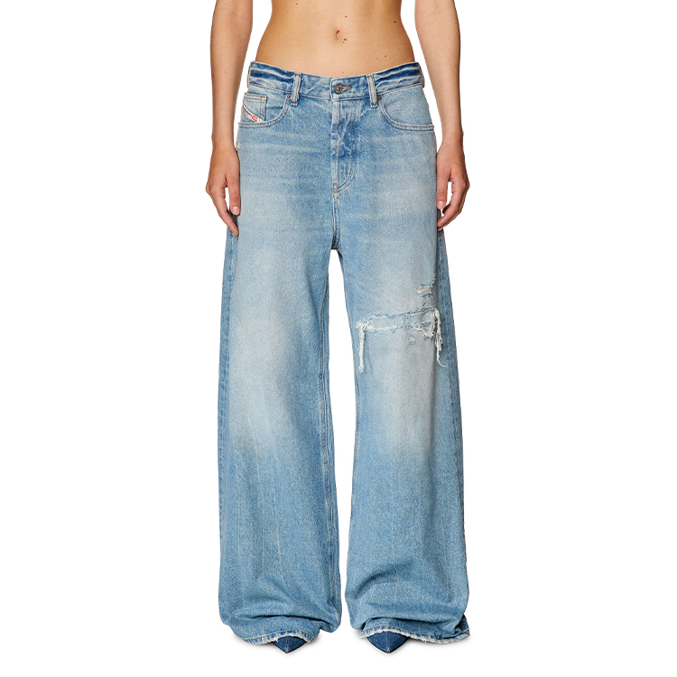 (Women) DIESEL FW23  Washed Low-Rise Loose Straight Jeans Light Blue. A0692509E25-01 圖 5
