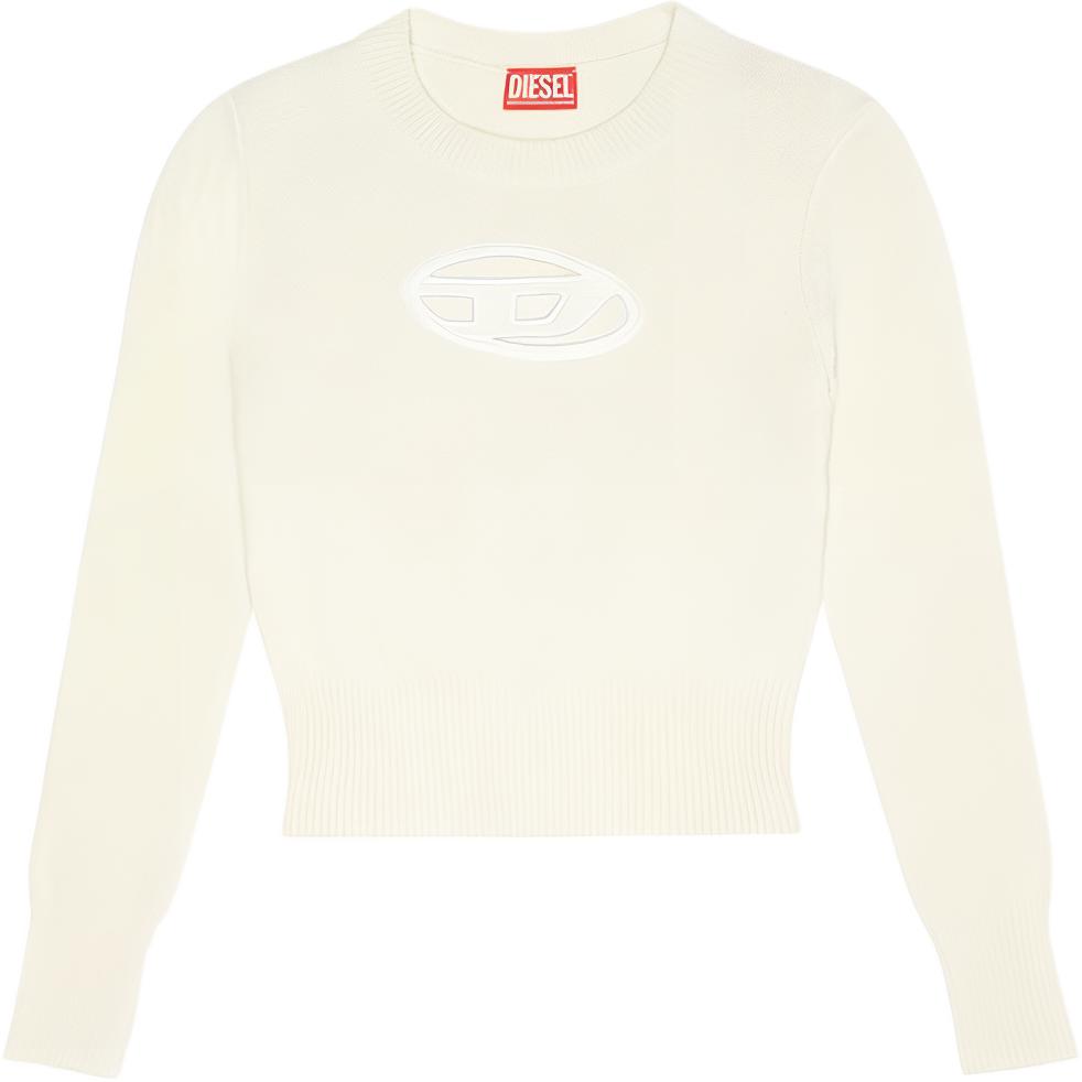 (Women) DIESEL FW23 OVAL-D Logo Cutout Crewneck Sweater Women’s White. A067120KCAE-5KM
