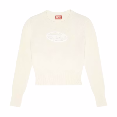 (Women) DIESEL FW23 OVAL-D Logo Cutout Crewneck Sweater Women’s White. A067120KCAE-5KM