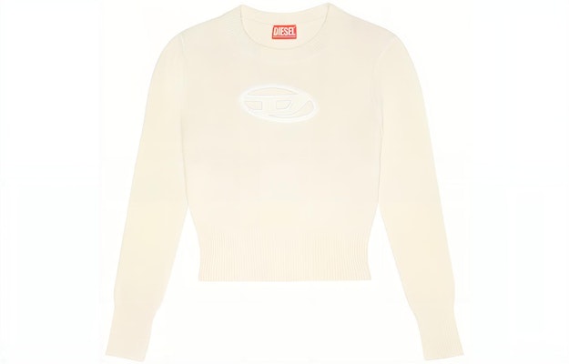 (W) DIESEL FW23 OVAL-D Logo Cutout Crewneck Sweater Wanita Putih. A067120KCAE-5KM Order (W) DIESEL FW23 OVAL-D Logo Cutout Crewneck Sweater Wanita Putih. A067120KCAE-5KM