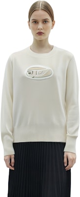 (W) DIESEL FW23 OVAL-D Logo Cutout Crewneck Sweater Wanita Putih. A067120KCAE-5KM Sizing (W) DIESEL FW23 OVAL-D Logo Cutout Crewneck Sweater Wanita Putih. A067120KCAE-5KM
