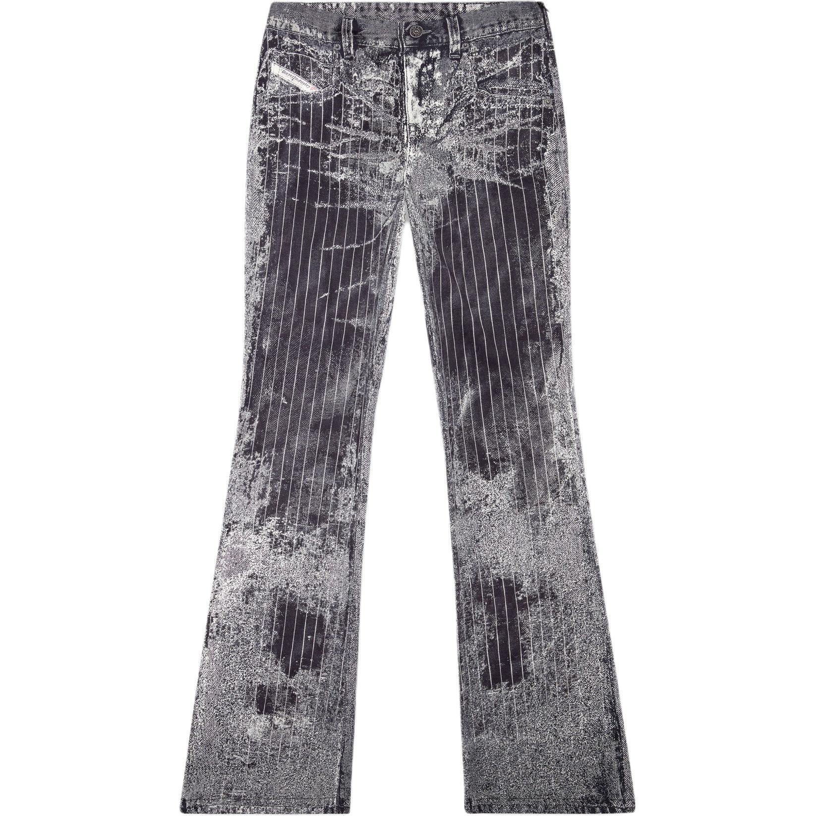 Order (W) DIESEL FW24 3D打印修身丝质喇叭休闲裤 - 黑色 A139830LIBA-9XXA