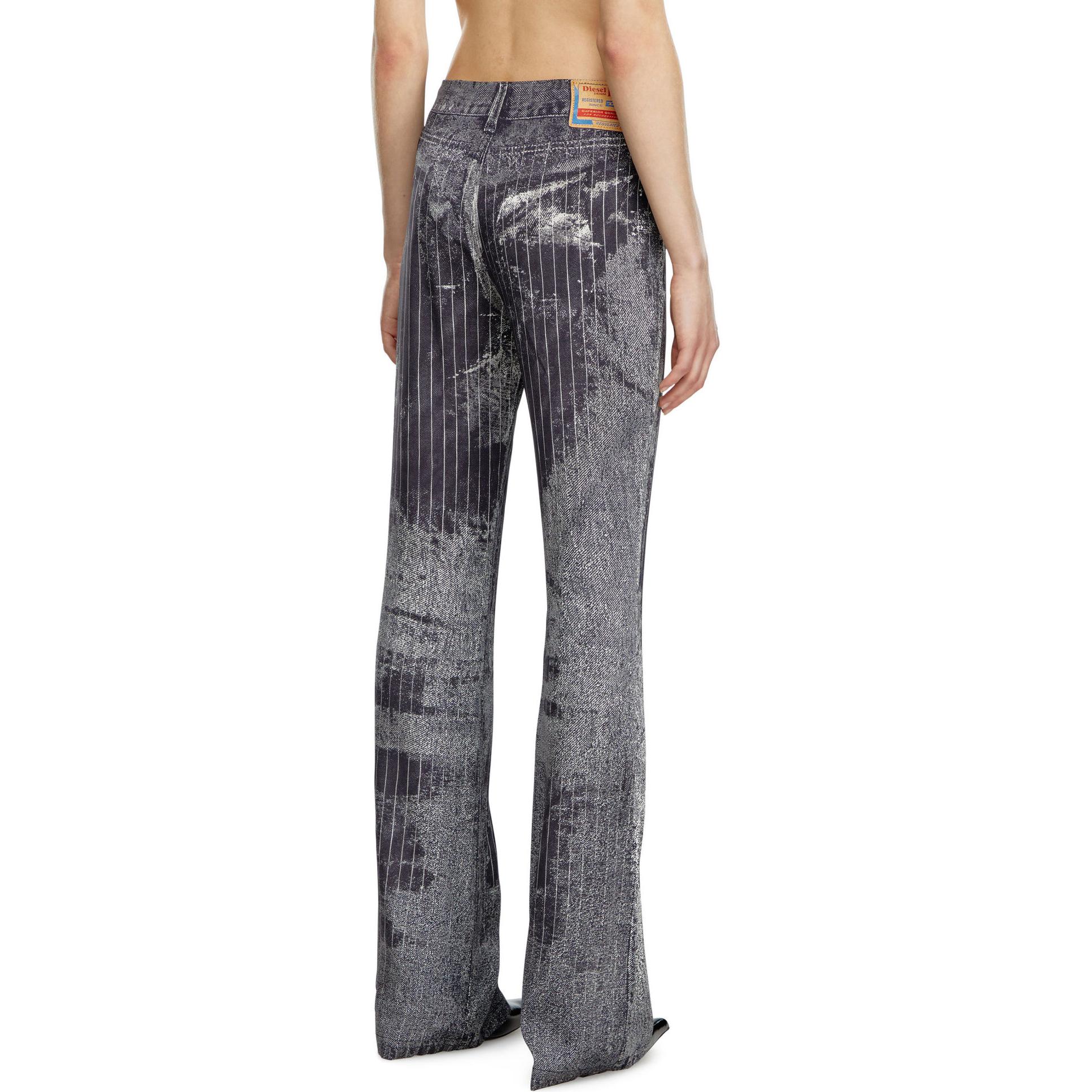 Shop (W) DIESEL FW24 3D打印修身丝质喇叭休闲裤 - 黑色 A139830LIBA-9XXA