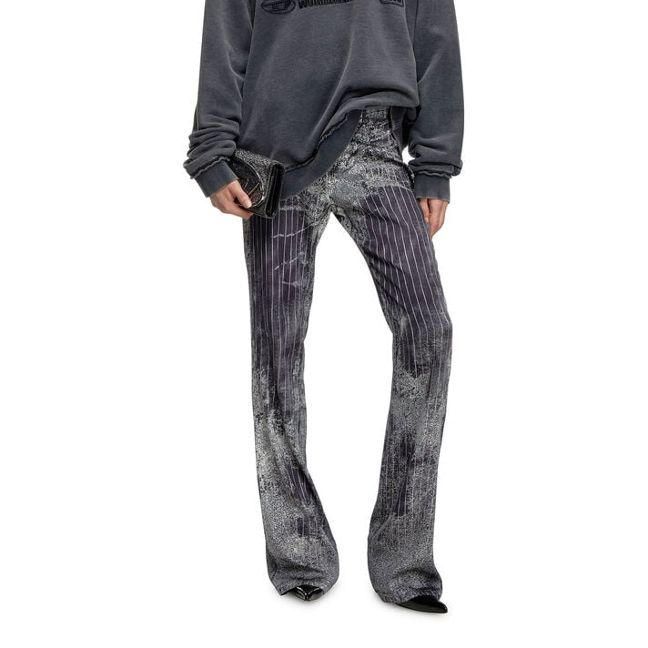 Purchase (W) DIESEL FW24 3D打印修身丝质喇叭休闲裤 - 黑色 A139830LIBA-9XXA