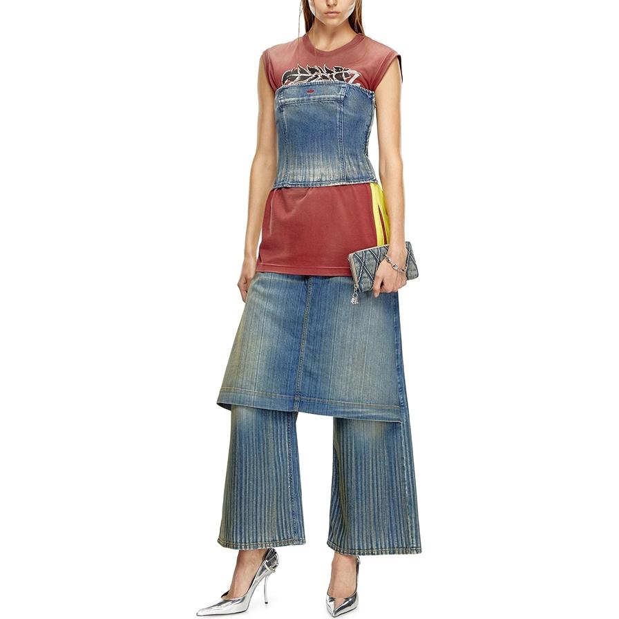 (Women) DIESEL FW24  Blue Low-Rise Wide-Leg Denim Jeans - Casual & Simple. A147720CBCX-01 圖 3