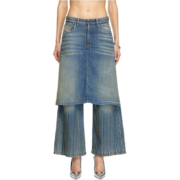 (Women) DIESEL FW24  Blue Low-Rise Wide-Leg Denim Jeans - Casual & Simple. A147720CBCX-01 圖 4