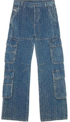 (W) DIESEL FW24 Jeans D-CARGO Low-Rise Wide-Leg Utiliti Biru Denim A149880PGAH-01 Order (W) DIESEL FW24 Jeans D-CARGO Low-Rise Wide-Leg Utiliti Biru Denim A149880PGAH-01