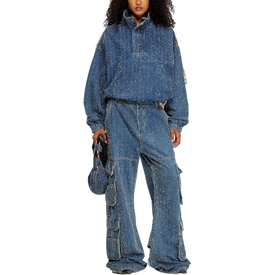 Lookbook (W) DIESEL FW24 Jeans D-CARGO Low-Rise Wide-Leg Utiliti Biru Denim A149880PGAH-01