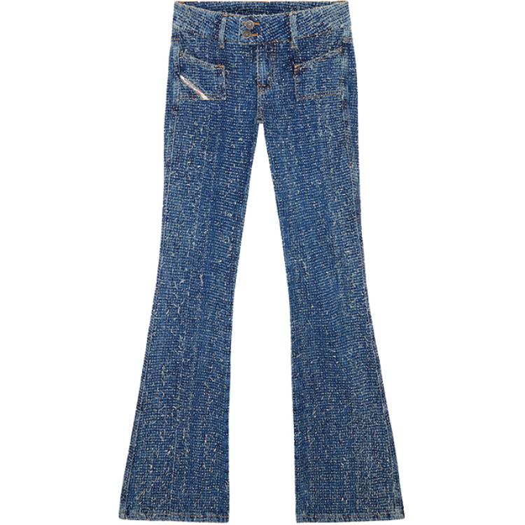 (Women) DIESEL FW24  Denim Low-Waist Flared Jeans Blue Casual Pants. A144680PGAH-01