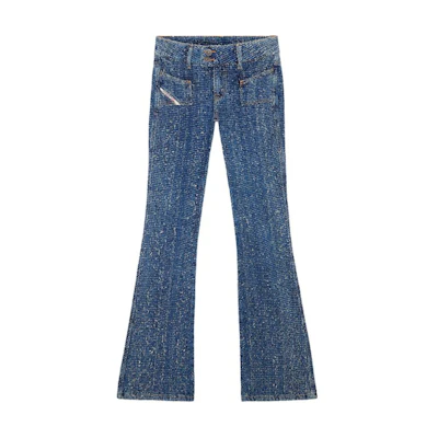 (Women) DIESEL FW24 Denim Low-Waist Flared Jeans Blue Casual Pants. A144680PGAH-01