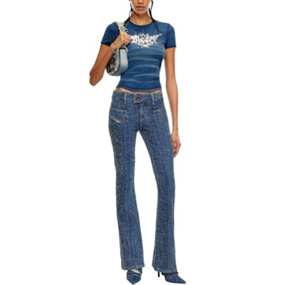 (W) ディーゼル FW24 デニム ローウエスト フレアジーンズ ブルー カジュアルパンツ. A144680PGAH-01 Lookbook (W) ディーゼル FW24 デニム ローウエスト フレアジーンズ ブルー カジュアルパンツ. A144680PGAH-01