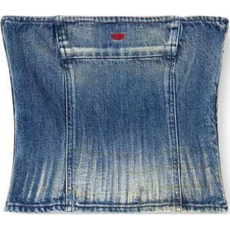 Order (W) DIESEL FW24 蓝色侧拉链修身无肩带上衣。 A1277409I97-01