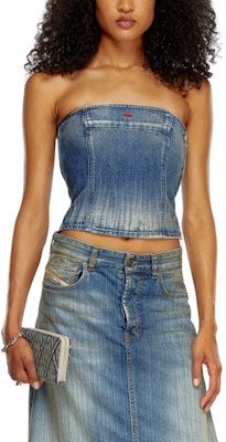 (W) DIESEL FW24 蓝色侧拉链修身无肩带上衣。 A1277409I97-01 Lookbook (W) DIESEL FW24 蓝色侧拉链修身无肩带上衣。 A1277409I97-01