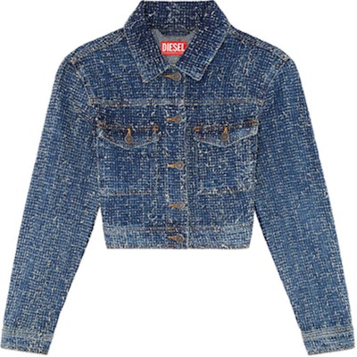 (Women) DIESEL FW24 Slim Fit Denim Jacket with Metal Buttons in Blue. A142030PGAH-01 Order (Women) DIESEL FW24 Slim Fit Denim Jacket with Metal Buttons in Blue. A142030PGAH-01