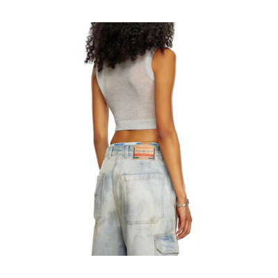 (Women) DIESEL FW24 Slim Fit Soft Solid Grey Round Neck Pullover Tank Top A148390SKAX-912