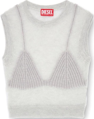 (Women) DIESEL FW24 Slim Fit Soft Solid Grey Round Neck Pullover Tank Top A148390SKAX-912 Order (Women) DIESEL FW24 Slim Fit Soft Solid Grey Round Neck Pullover Tank Top A148390SKAX-912