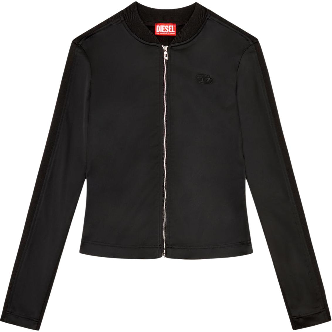(Women) DIESEL FW24  Slim Fit Solid Black Zip-Up Long Sleeve Jacket. A143910BHAV-9XX