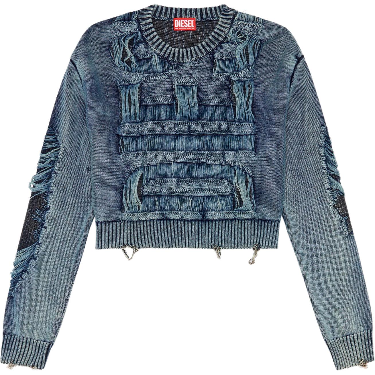 (Women) DIESEL FW24  Soft Knit Long-Sleeve Crewneck Sweater Blue A155890AJCZ-8AT