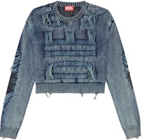 (Women) DIESEL FW24 Soft Knit Long-Sleeve Crewneck Sweater Blue A155890AJCZ-8AT (Women) DIESEL FW24 Soft Knit Long-Sleeve Crewneck Sweater Blue A155890AJCZ-8AT