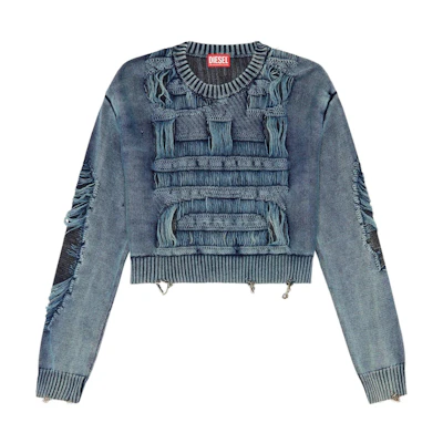 (Women) DIESEL FW24 Soft Knit Long-Sleeve Crewneck Sweater Blue A155890AJCZ-8AT