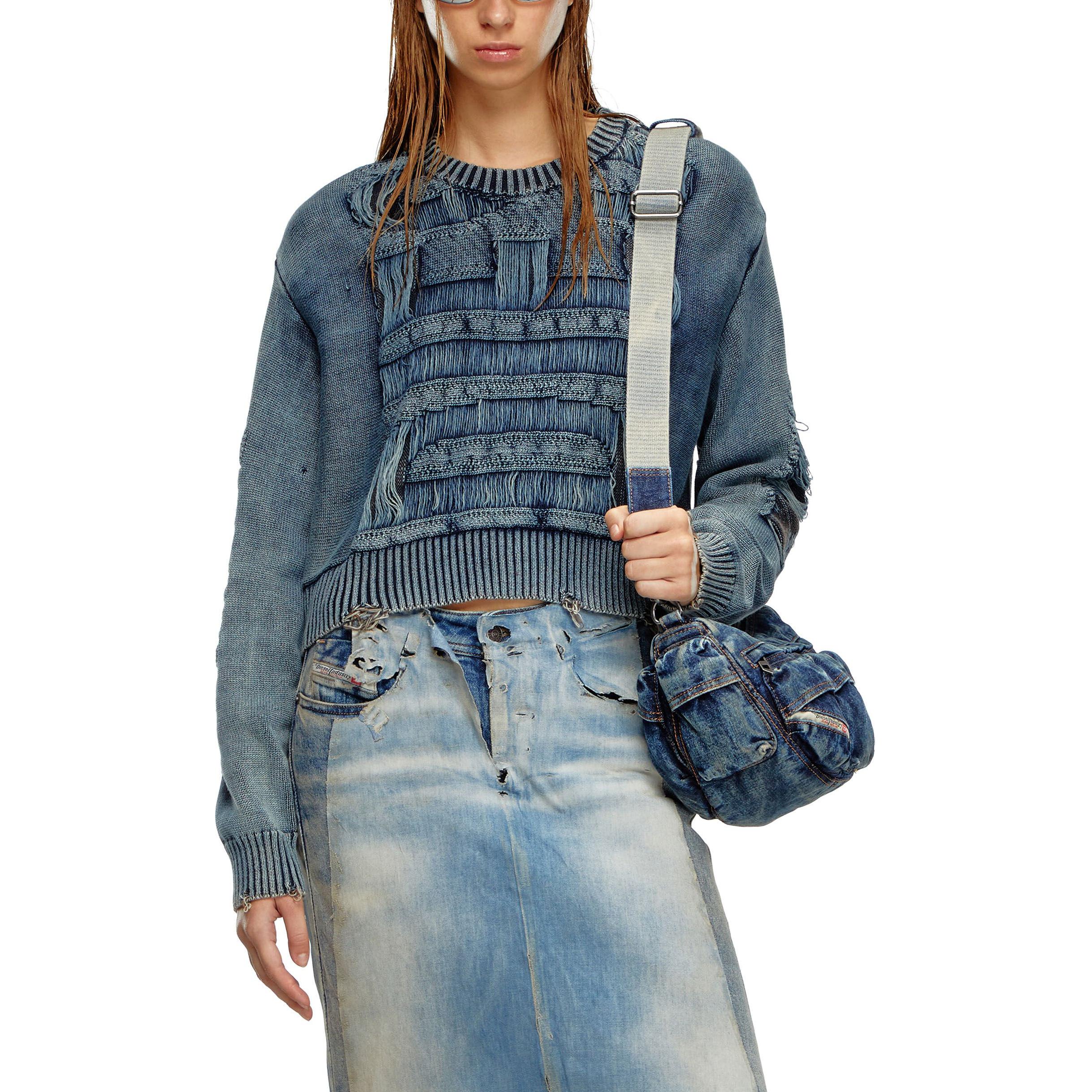 Shop (W) DIESEL FW24 蓝色软针织长袖圆领毛衣 A155890AJCZ-8AT